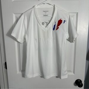 Sergio Ferrari Fan white v-neck top, small, Costa Rica, futbol